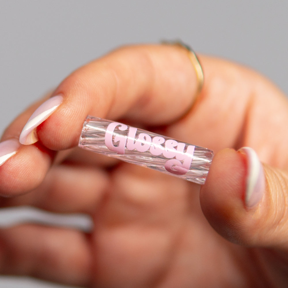 Glossy Glass Tip 8 mm Nahaufnahme mit Spirale im Glas